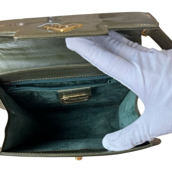 Vintage Mario Valentino Heritage Olive Green Leather Structured Crossbody Bag - Picture 9 of 10